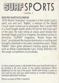 1985 Weet-Bix Surf Sports #7 Wayne Bartholomew Back